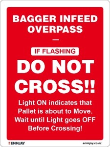 Bagger Infeed Overpass Sign (Red) 1110 - Emmjay
