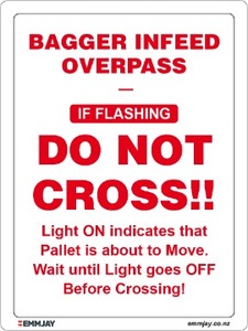 Bagger Infeed Overpass Sign (White) 1111 - Emmjay
