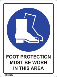 Foot Protection Must Be Worn In This Area Sign 0334 - Emmjay