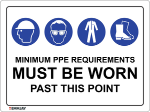 Minimum PPE Must Be Worn Past This Point Sign 1 0432 - Emmjay