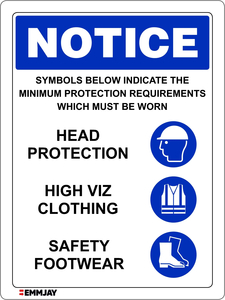 Notice – Minimum Protection Requirements Sign (Set 4) 0479 - Emmjay