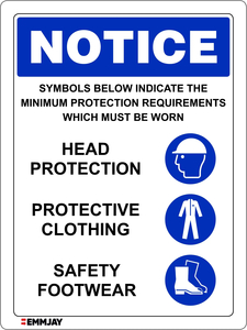 Notice – Minimum Protection Requirements Sign (Set 5) 0480 - Emmjay