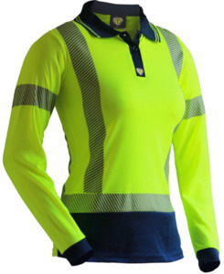 Products: D/N L/S Segmented Tape Microfibre Polo Women’s Yellow/Navy Empyre Workwear Packaging & Hygiene