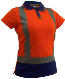 Products: D/N S/S Microfibre Polo Women’s Orange/Navy Empyre Workwear Packaging & Hygiene