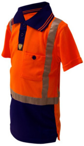 Taped Microfibre Polo Children’s Orange/Navy Empyre Workwear Packaging & Hygiene