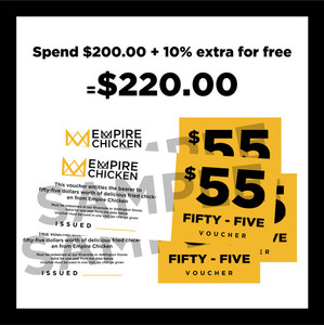 Products: TWO HUNDRED + an extra 10% FREE Empire Chicken
