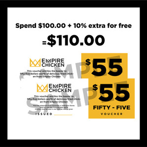 Products: ONE HUNDRED + an extra 10% FREE Empire Chicken