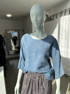 Products: Sky Blue Linen Batwing Top
