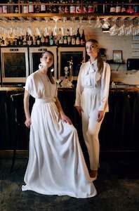 Tailored Luxury: Tessa hand tooled leather lace dress with detachable full length skirt