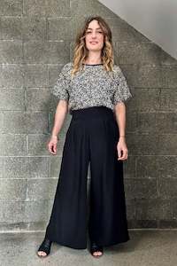 Simple Silks: Silk Crepe De Chine V Yoke Wide Leg Trousers