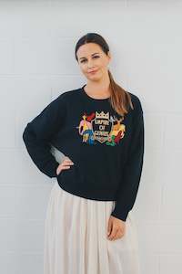 Empire of Genius Embroidered Sweater in Full Colour on Black