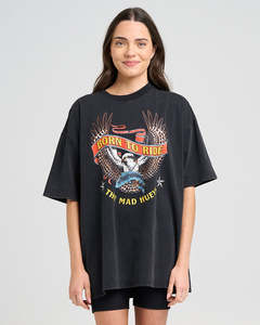 T Shirts: The Mad Hueys BORN TO RIDE | WOMENS OVERSIZED TEE