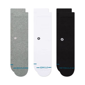 Mens Socks: Stance Icon 3 Pack Crew Socks - Multi
