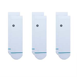 Mens Socks: Stance Icon Quarter 3 Pack - White