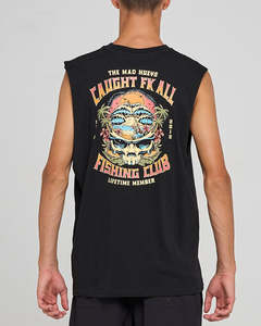 Mens Singlets Tanks: The Mad Hueys CAUGHT FK ALL SKULL | MUSCLE