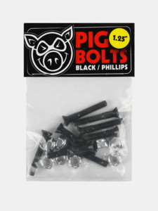 Pig Wheels Bolts 1.25" Phillips Bolts - Black