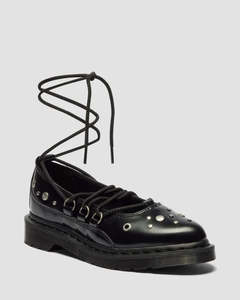Womens Footwear: Dr. Martens Elphie II HDW Studded Lace Up Shoe - Black Buttero