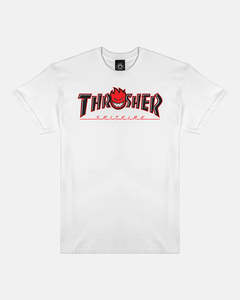 Mens Tops: Thrasher X Spitfire Big Head Tee - White