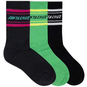 Santa Cruz Multi Split Strip Boys Crew Sock 3 Pack