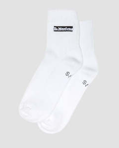 Womens Accessories: Dr. Martens Short Logo Organic Cotton Socks - White