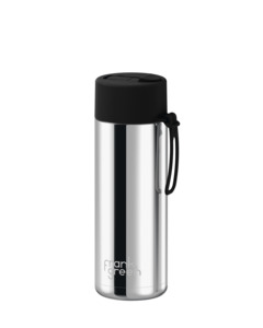 Frank Green Chrome Silver Ceramic Reusable Bottle with Midnight Flip Straw Lid 595ml (20oz)