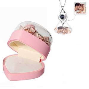 Valentines Day Gift 2024: Rose Jewelry Heart Box With Projection Necklace Valentine's Day Gift