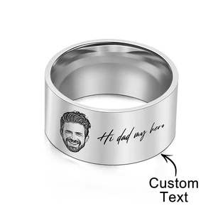 Custom Men's Ring Personalized Photo Ring With Engraved Words Perfect Gift &hellip;