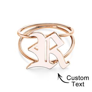 Valentines Day Gift 2024: Old English Initial Custom Gothic Ring Personalized gift Ring