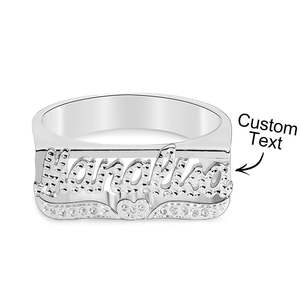 Custom Hip Hop Name Ring With Heart Decor Jewellery Gift for Men Women