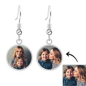Special Occasions: Personalized Photo Drop Earrings Two Photos Unique Jewelry