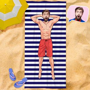 Engraved Photo Towel Gift For Boyfriend Personalised Beach Towel Custom Gift Ide&hellip;
