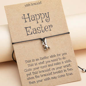 Easter Shopping: Alloy Rabbit Easter Hand Woven Adjustable Blessing Card