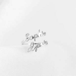 Rings: Personalized Two Names Ring Double Name Open Ring S925 Silver