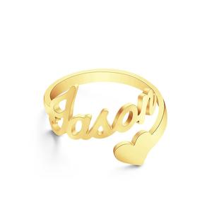 Rings: Custom Name Ring Heart Open Adjustable Rings