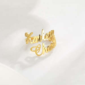 Rings: Custom Two Names Ring Stainless Steel Open Ring
