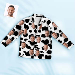 Custom Photo Face Pajama Cow Texture Funny Gifts