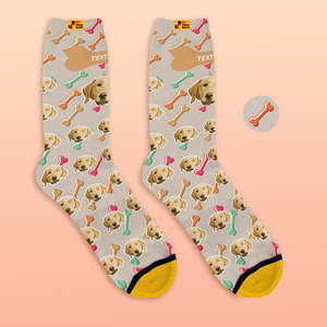 Socks Collection: Custom 3D Preview Socks My Face Socks Add Pictures and Name - Dog Face On Socks