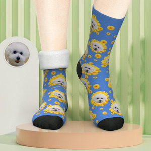 Socks Collection: Custom Photo Thick Socks Little Daisy Colorful Pet Gifts