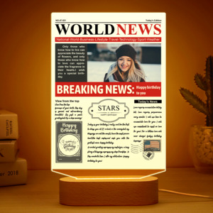 Personalized Gifts: Custom Photo News Acrylic Sign Colorful Lamp Personalized 3D Printed Night Light Birthday Gifts