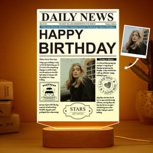 Personalized Gifts: Custom Photo News Acrylic Plaque Colorful Lamp Personalized Night Light Birthday Gifts Memories Gift