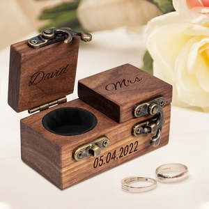 Personalized Gifts: Custom Double Ring Boxes Personalized Wood Ring Bearer Box