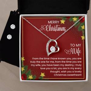 Forever Love Necklace + Clear CZ Earrings - To My Wife wish you a lovely Christm&hellip;