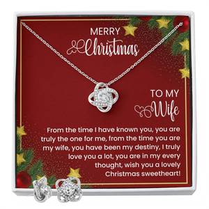 Forever Love Necklace + Clear CZ Earrings - To My Wife wish you a lovely Christm&hellip;