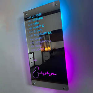 Glow Up: Affirmations Mirror - I Am Mirror Light Colorful Bedroom Lamp