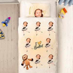 Halloween Super Sale: Custom Photo Engraved Quilt Cover Text Pillowcase Dancer Pattern Children's Gift