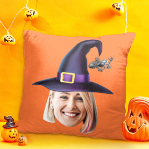Halloween Super Sale: Custom Face Pillow Personalized Witch Pillow Halloween Decorative Throw Pillow
