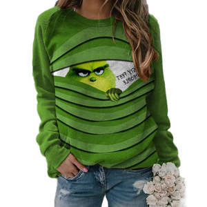 Grinch Collections: Women's Grinch Long Sleeve Loose Pullover