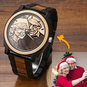 Specials Gifts: Personalized Engraved Photo Watch with Wood Strap