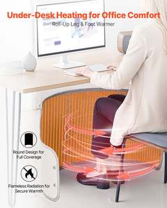 New Arrivals: Under Desk Space Heater,Rollable Foot Warmer Portable For Home&Office,Timer & Secure,Quiet For Legs,Ankles,Touch&Remote Control Personal Electric Round Surround Warming Pad,Over-Heat Protection