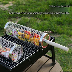 New Arrivals: Outdoor BBQ Grill Basket With Wooden Handle